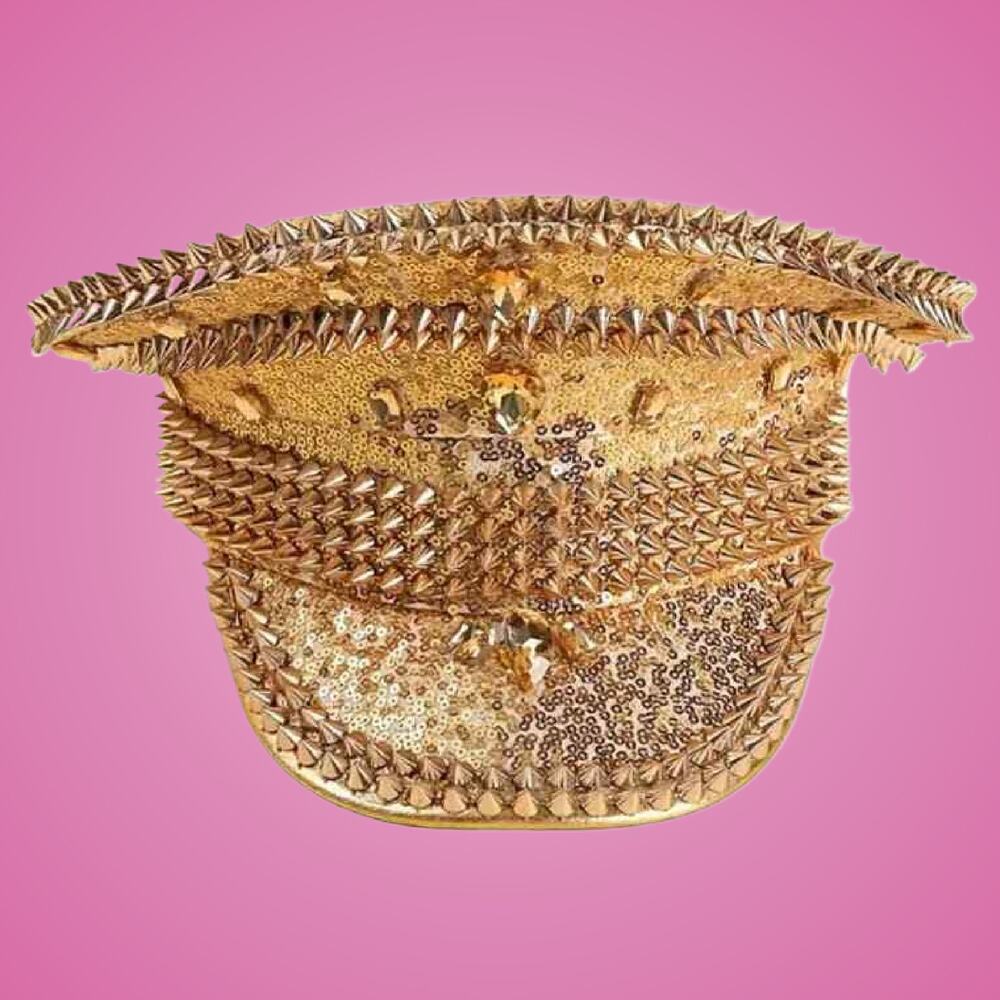 Gold Punk Style Rock N Roller Spike Hat For Night Club or Costume